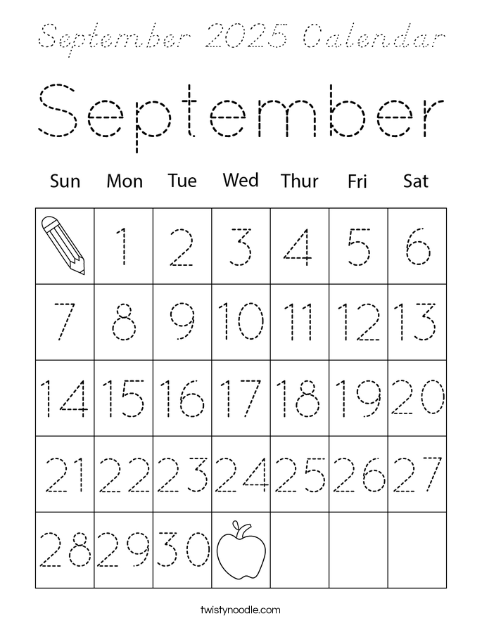 September 2025 Calendar Coloring Page