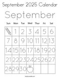 September 2025 Calendar Coloring Page