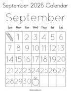 September 2025 Calendar Coloring Page