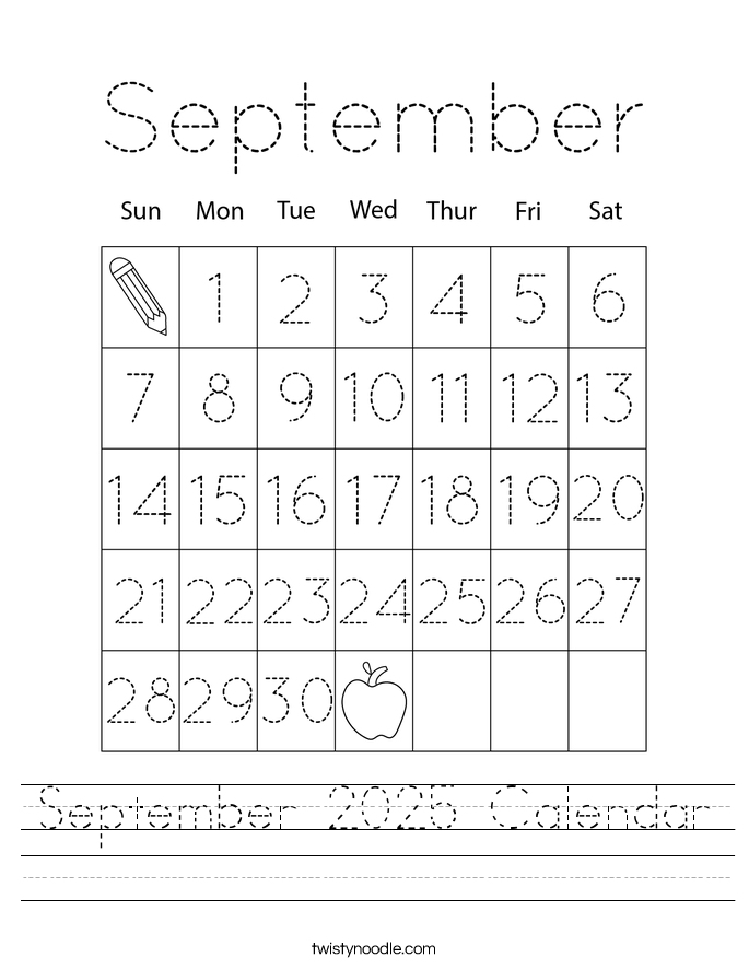 September 2025 Calendar Worksheet