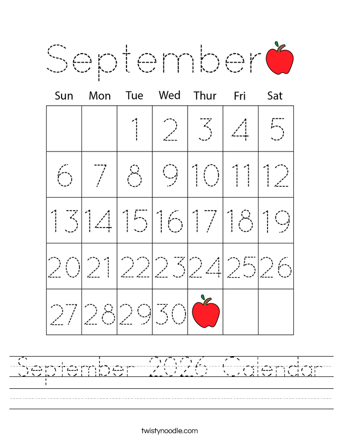 September 2026 Calendar Worksheet