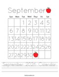 September 2026 Calendar Worksheet