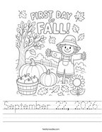 September 22, 2026 Handwriting Sheet