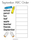 September ABC Order Coloring Page