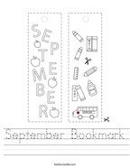 September Bookmark Handwriting Sheet
