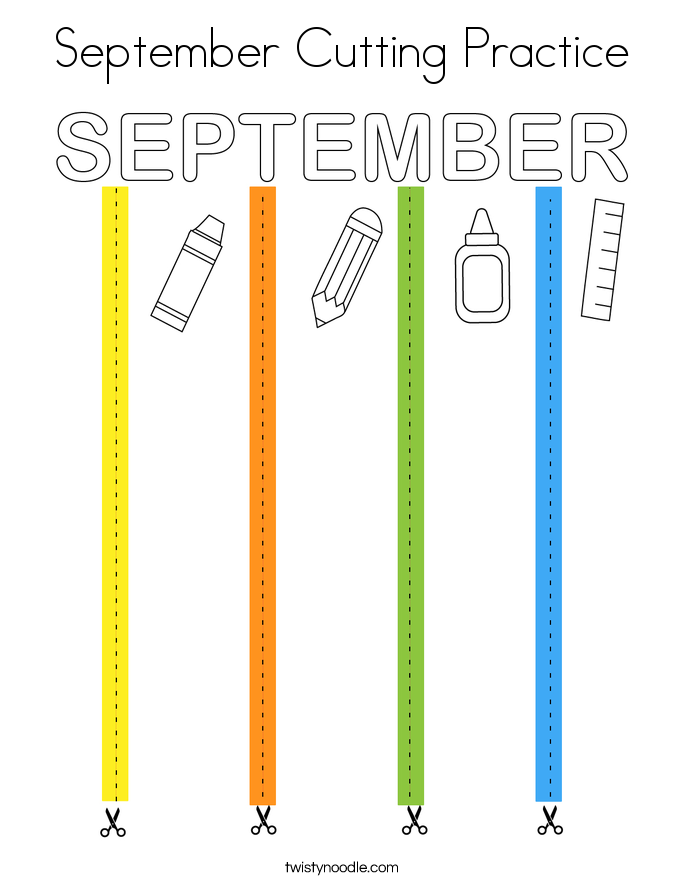 September Cutting Practice Coloring Page