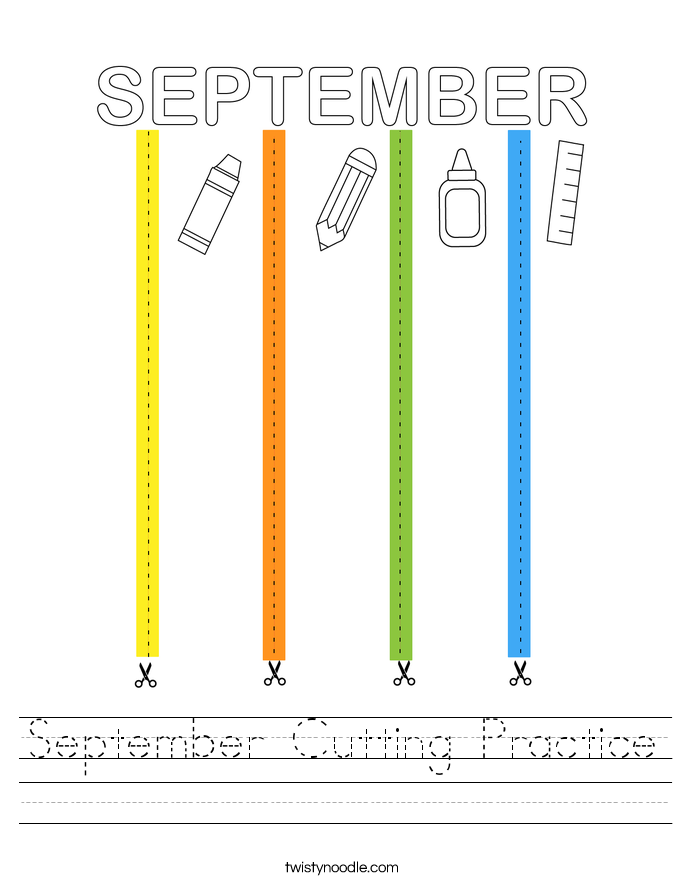 September Cutting Practice Worksheet