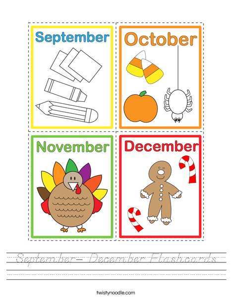 September- December Flashcards Worksheet