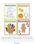 September- December Flashcards Worksheet