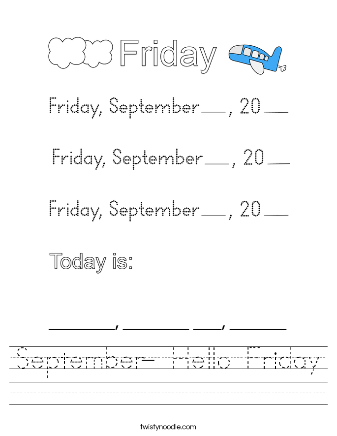 September- Hello Friday Worksheet