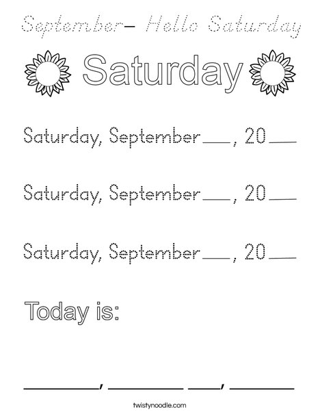 September- Hello Saturday Coloring Page