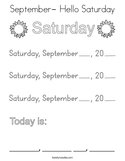 September- Hello Saturday Coloring Page