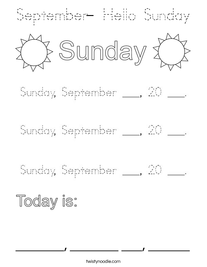 September- Hello Sunday Coloring Page