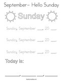 September- Hello Sunday Coloring Page