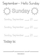 September- Hello Sunday Coloring Page