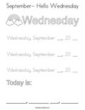 September- Hello Wednesday Coloring Page