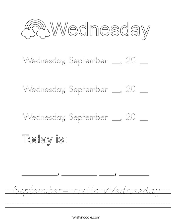 September- Hello Wednesday Worksheet