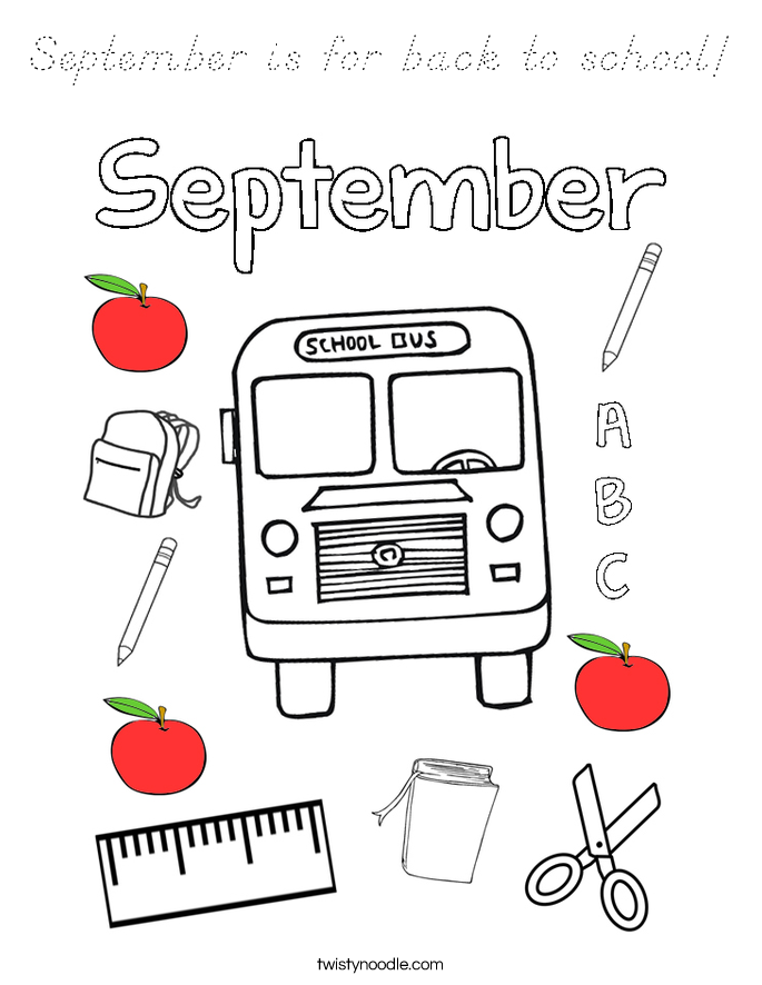 September is for back to school! Coloring Page