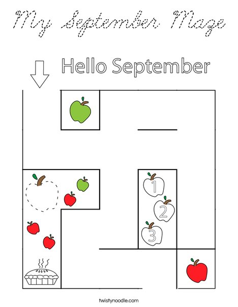 September Maze Coloring Page