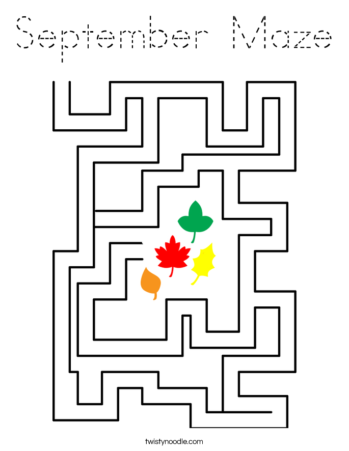 September Maze Coloring Page