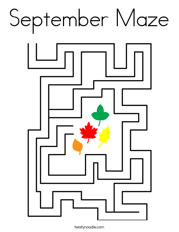 September Maze Coloring Page