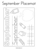 September Placemat Coloring Page