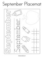 September Placemat Coloring Page
