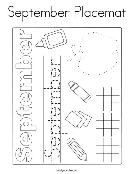 September Placemat Coloring Page