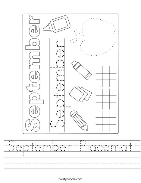 September Placemat Worksheet