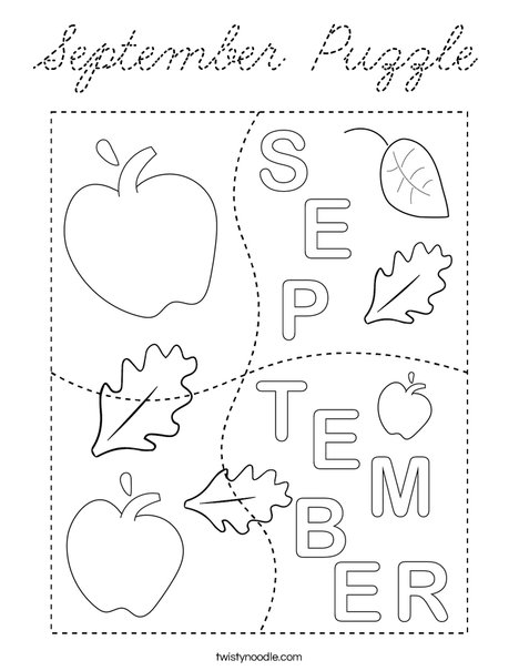 September Puzzle Coloring Page