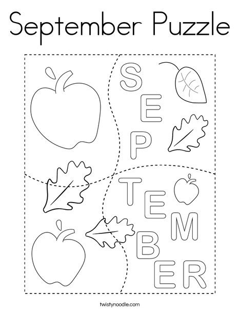 September Puzzle Coloring Page