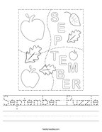 September Puzzle Handwriting Sheet