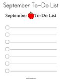 September To-Do List Coloring Page