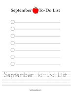 September To-Do List Handwriting Sheet
