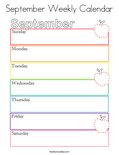 September Weekly Calendar Coloring Page