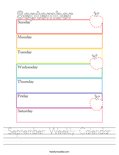September Weekly Calendar Worksheet