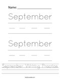September Writing Practice Worksheet