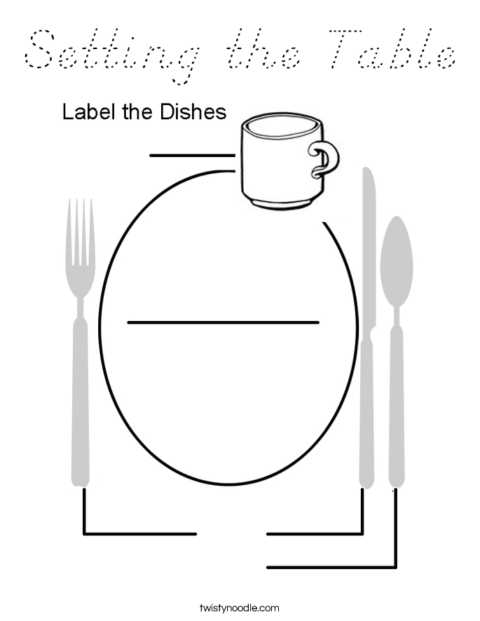 Setting the Table Coloring Page