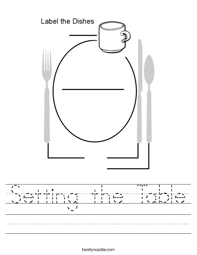 Setting The Table Worksheet Twisty Noodle