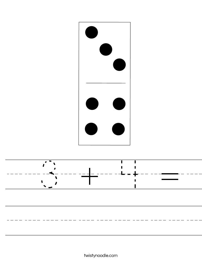 3 + 4 = Worksheet - Twisty Noodle