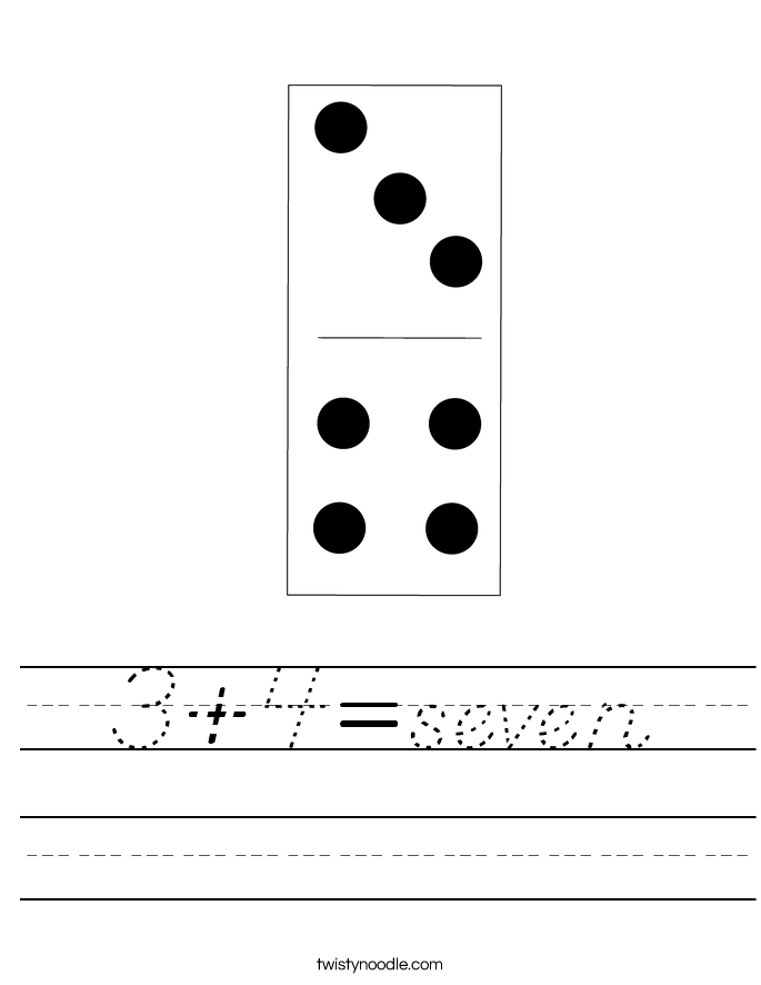 3+4=seven Worksheet
