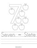 Seven - Siete Worksheet