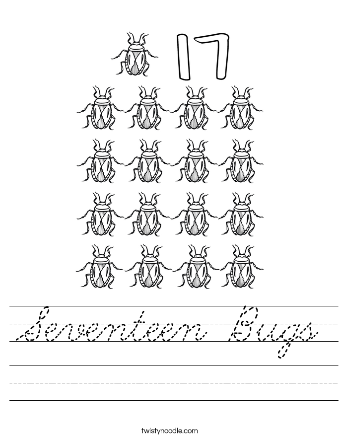 Seventeen Bugs Worksheet