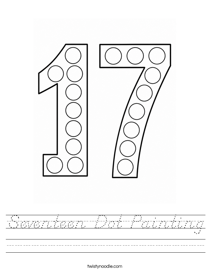 Seventeen Dot Painting Worksheet