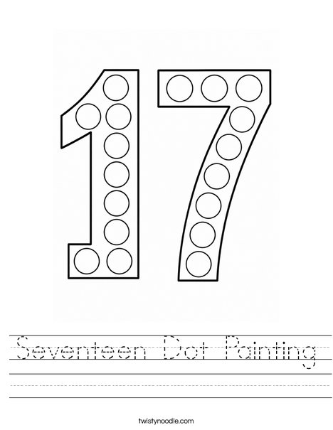 Seventeen Dot Painting Worksheet