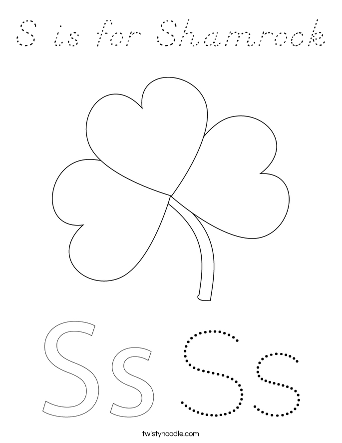 S is for Shamrock Coloring Page