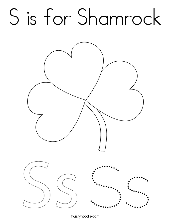 S is for Shamrock Coloring Page