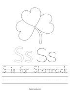 S is for Shamrock Handwriting Sheet