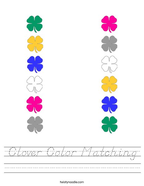 Shamrock Color Matching Worksheet