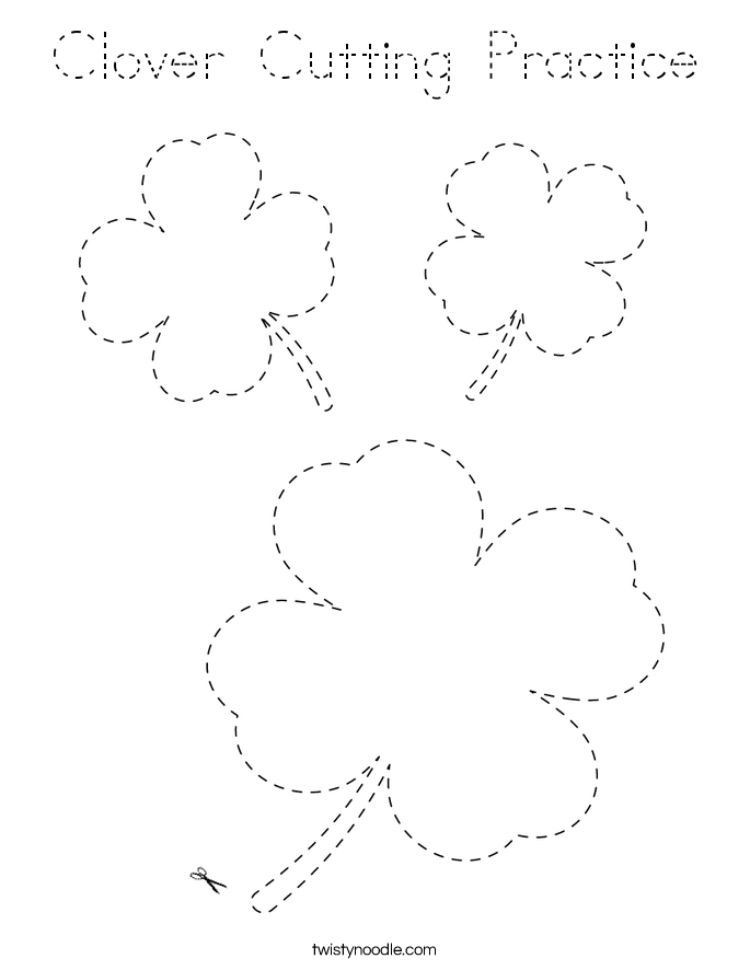 Clover Cutting Practice Coloring Page